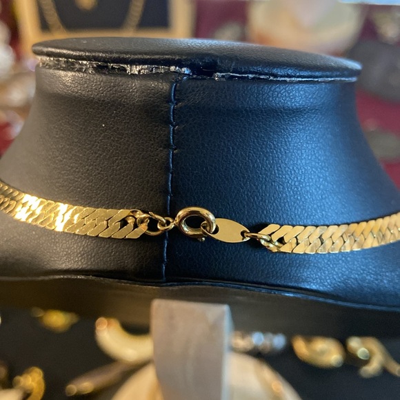 Vintage gold herringbone necklace 186” w optional earrings clip by Monet - Picture 2 of 8